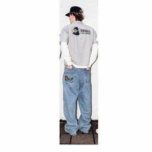 Digits238 Men's Jeans Ultra Wide Leg Shooter Denim Light Wash Skater Size XL